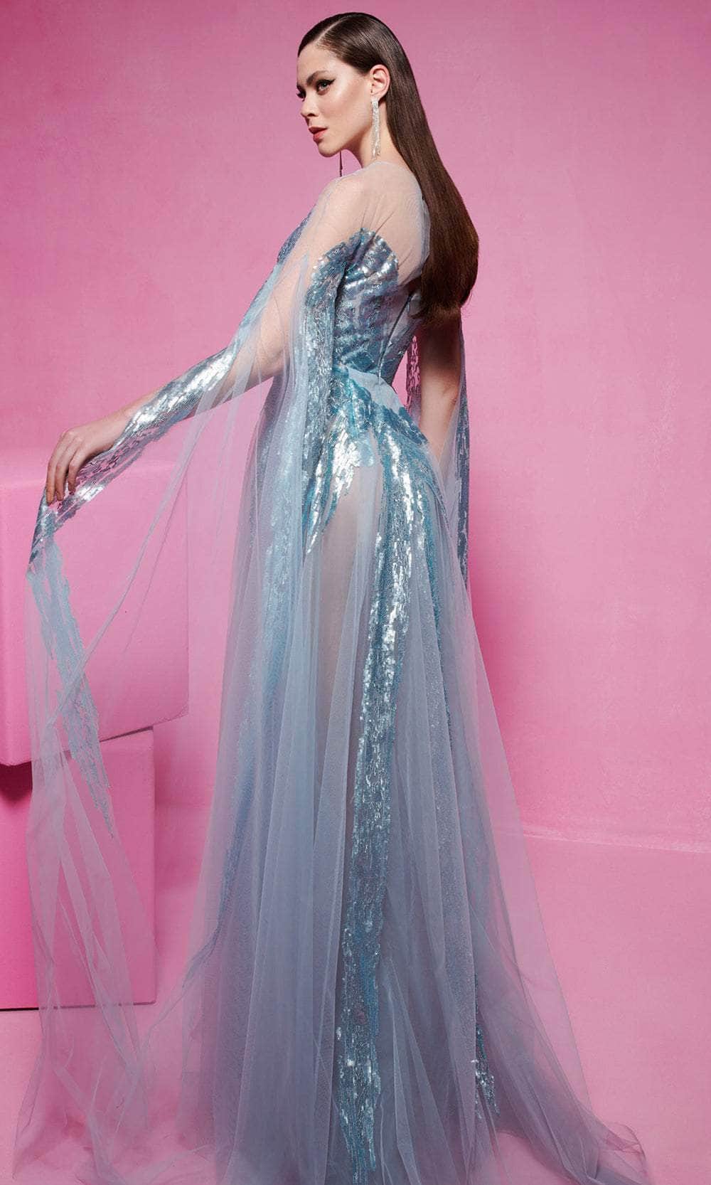 MNM Couture E0070 - Sequined Illusion Neckline Dress Prom Dresses