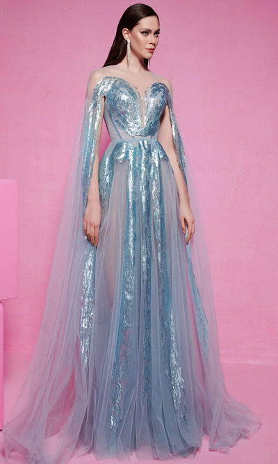 MNM Couture E0070 - Sequined Illusion Neckline Dress Prom Dresses