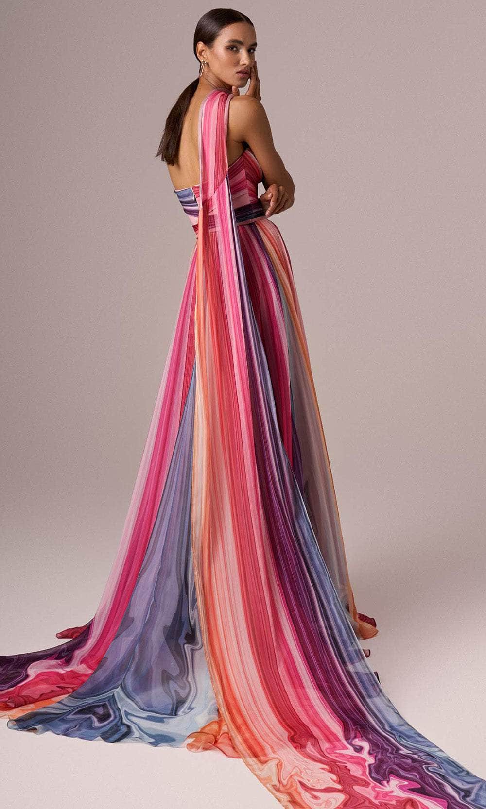 MNM Couture E0080 - Striped Strapless A-line Gown Evening Dresses