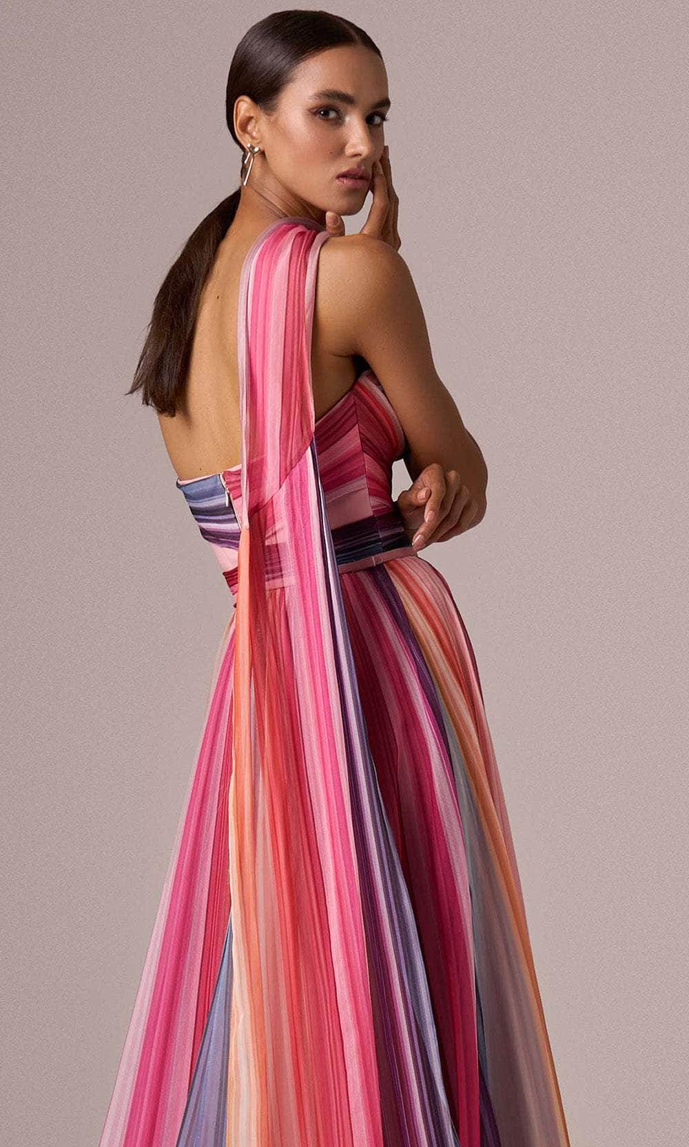 MNM Couture E0080 - Striped Strapless A-line Gown Evening Dresses