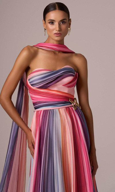 MNM Couture E0080 - Sweetheart A-Line Dress with Draped Sash Evening Dresses