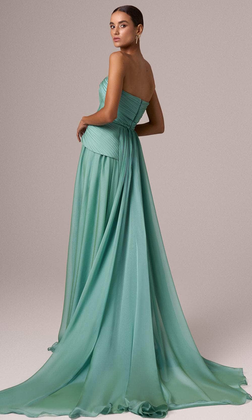 MNM Couture E0082 - Straight Across Belted Long Gown Evening Dresses