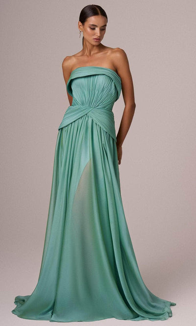 MNM Couture E0082 - Straight Across Belted Long Gown Evening Dresses