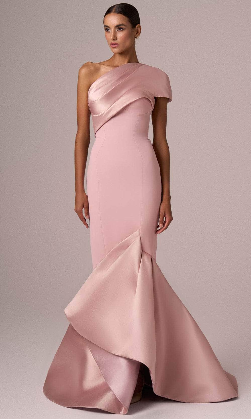 MNM Couture E0083 - Mermaid Skirt Asymmetric Long Gown Mother of the Bride Dresses