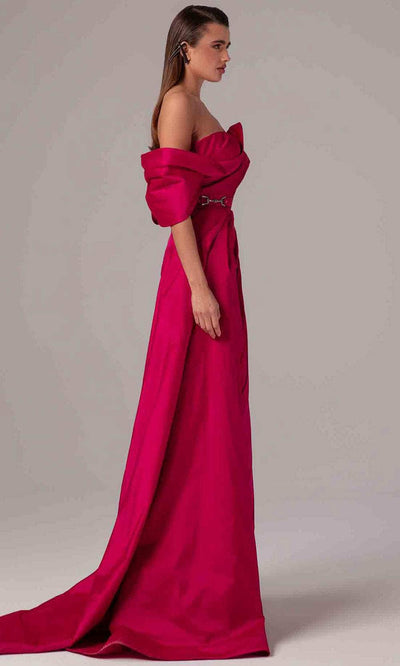 MNM Couture E0090 - Ruched Column Dress with Overskirt Evening Dresses