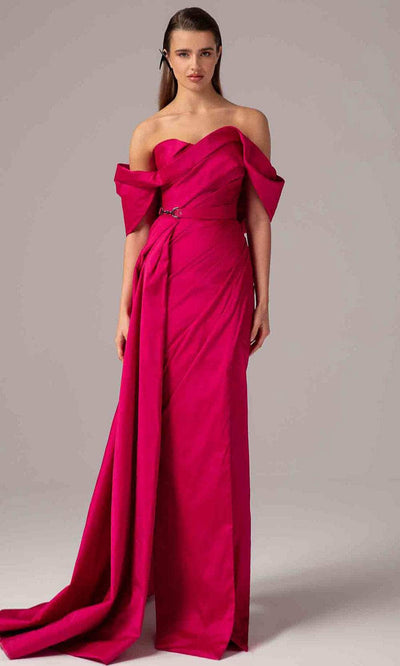 MNM Couture E0090 - Ruched Column Dress with Overskirt Evening Dresses