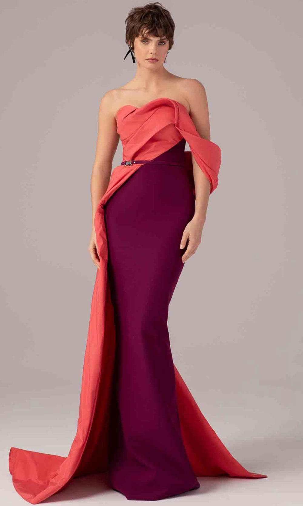 MNM Couture E0091 - Draped Bodice Sweetheart Gown with Train Evening Dresses