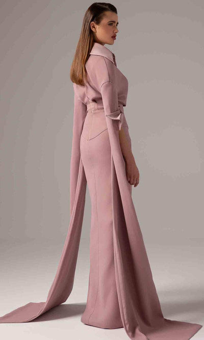 MNM Couture E0094 - Wrap Bodice Cape Sleeve Gown Mother of the Bride Dresses