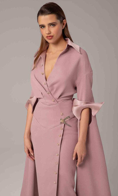 MNM Couture E0094 - Wrap Bodice Cape Sleeve Gown Mother of the Bride Dresses
