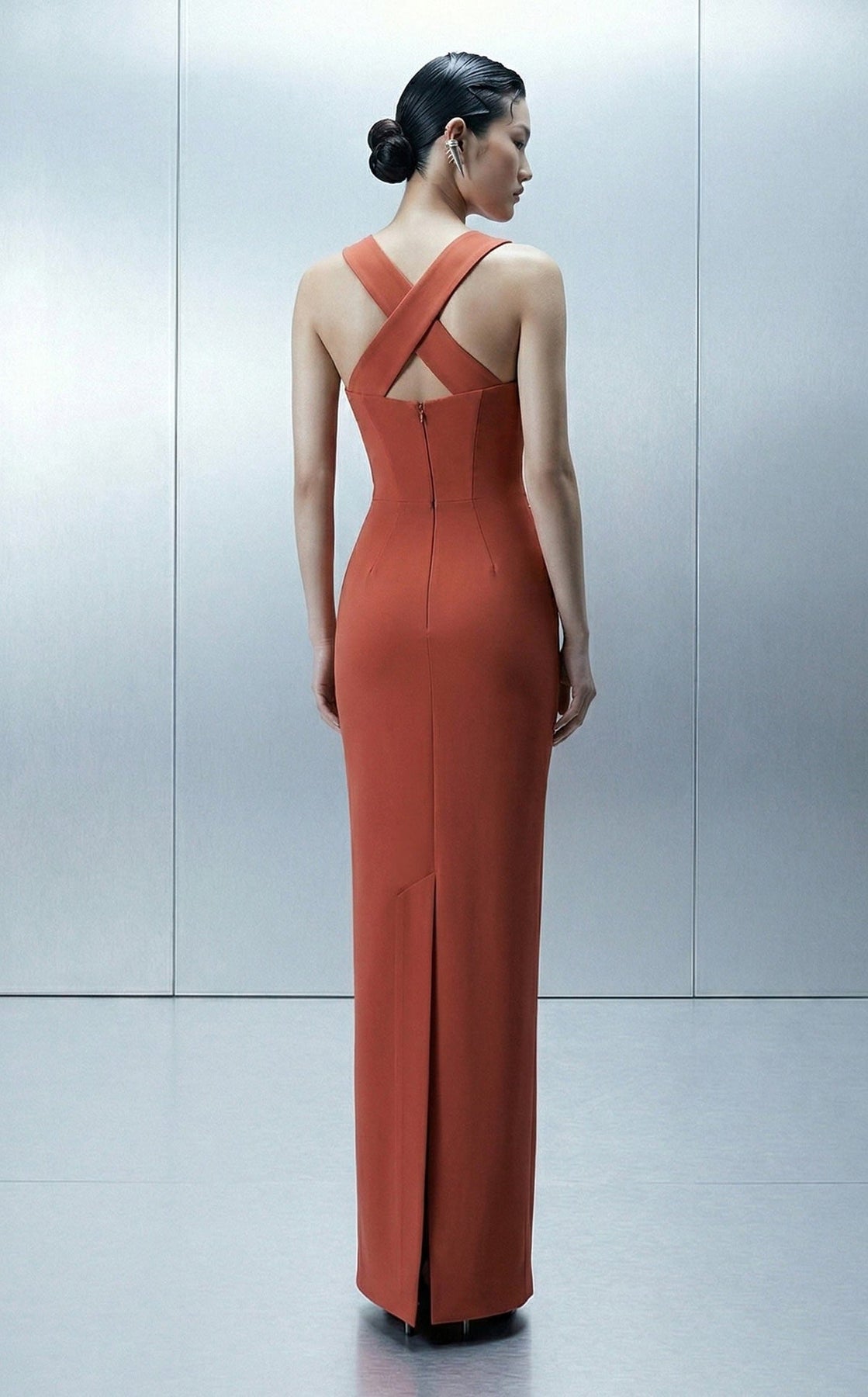 MNM COUTURE E0164 - Wide Strap Cross Back Evening Gown with Cape
