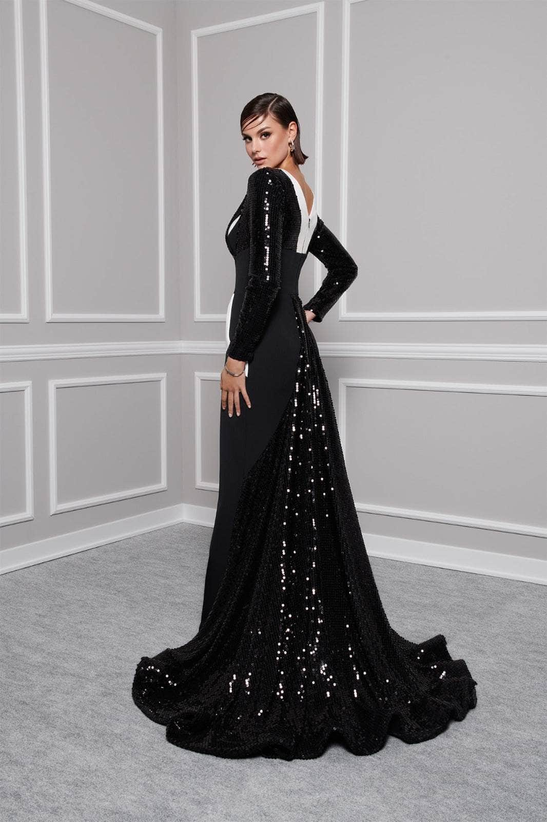 MNM Couture F02834 - Long Sleeve Crisscross Evening Gown Special Occasion Dresses