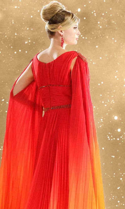 MNM Couture F02847 - Beaded V-Neck Pleated Gown Evening Dresses