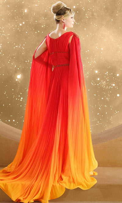 MNM Couture F02847 - Beaded V-Neck Pleated Gown Evening Dresses