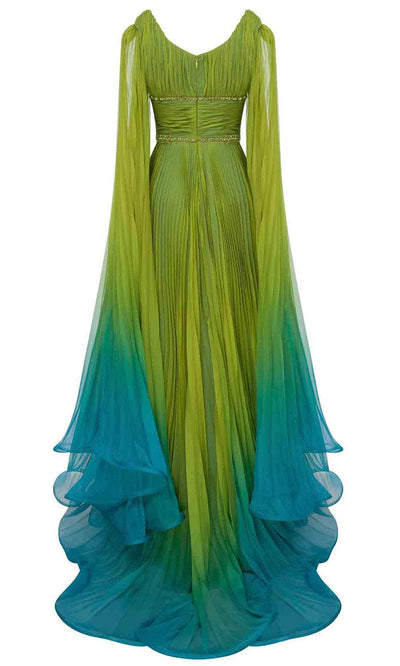 MNM Couture F02847 - Beaded V-Neck Pleated Gown Evening Dresses
