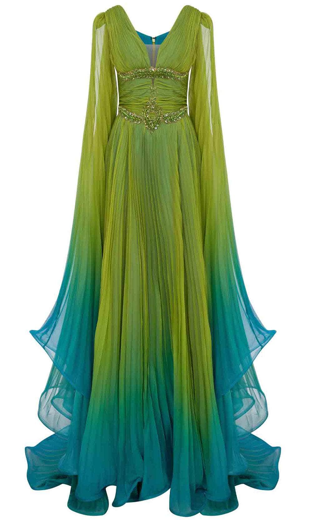 MNM Couture F02847 - Beaded V-Neck Pleated Gown Evening Dresses