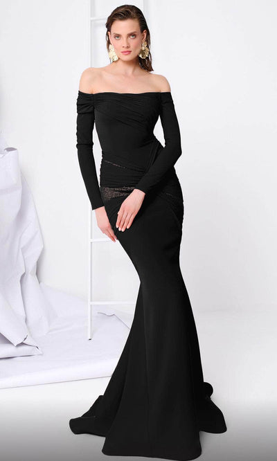 MNM Couture F02848 - Ruched Mermaid Evening Gown Mother of the Bride Dresses 4 /  Black