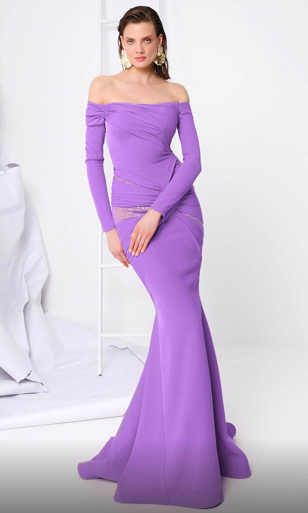 MNM Couture F02848 - Ruched Mermaid Evening Gown Mother of the Bride Dresses 4 /  Lilac