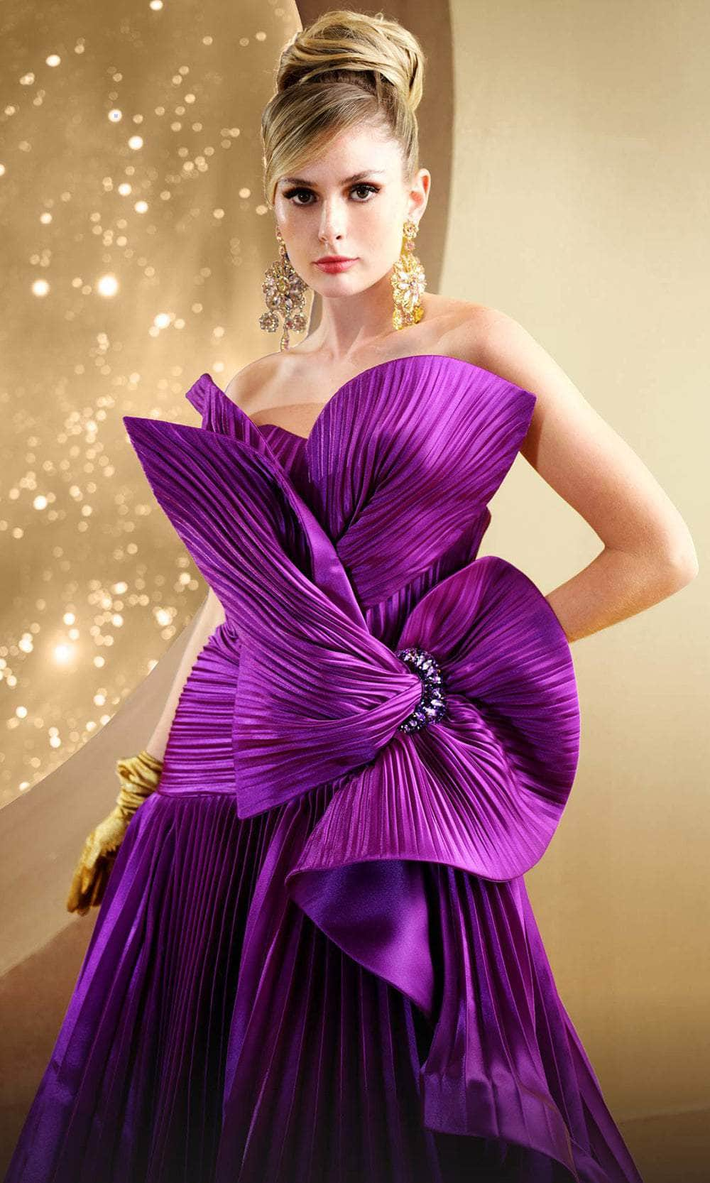 MNM Couture F02867 - Pleated A-Line Evening Gown Formal Gowns 4 / 