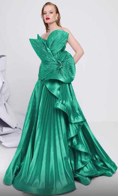 MNM Couture F02867 - Pleated A-Line Evening Gown Formal Gowns 4 /  Aqua