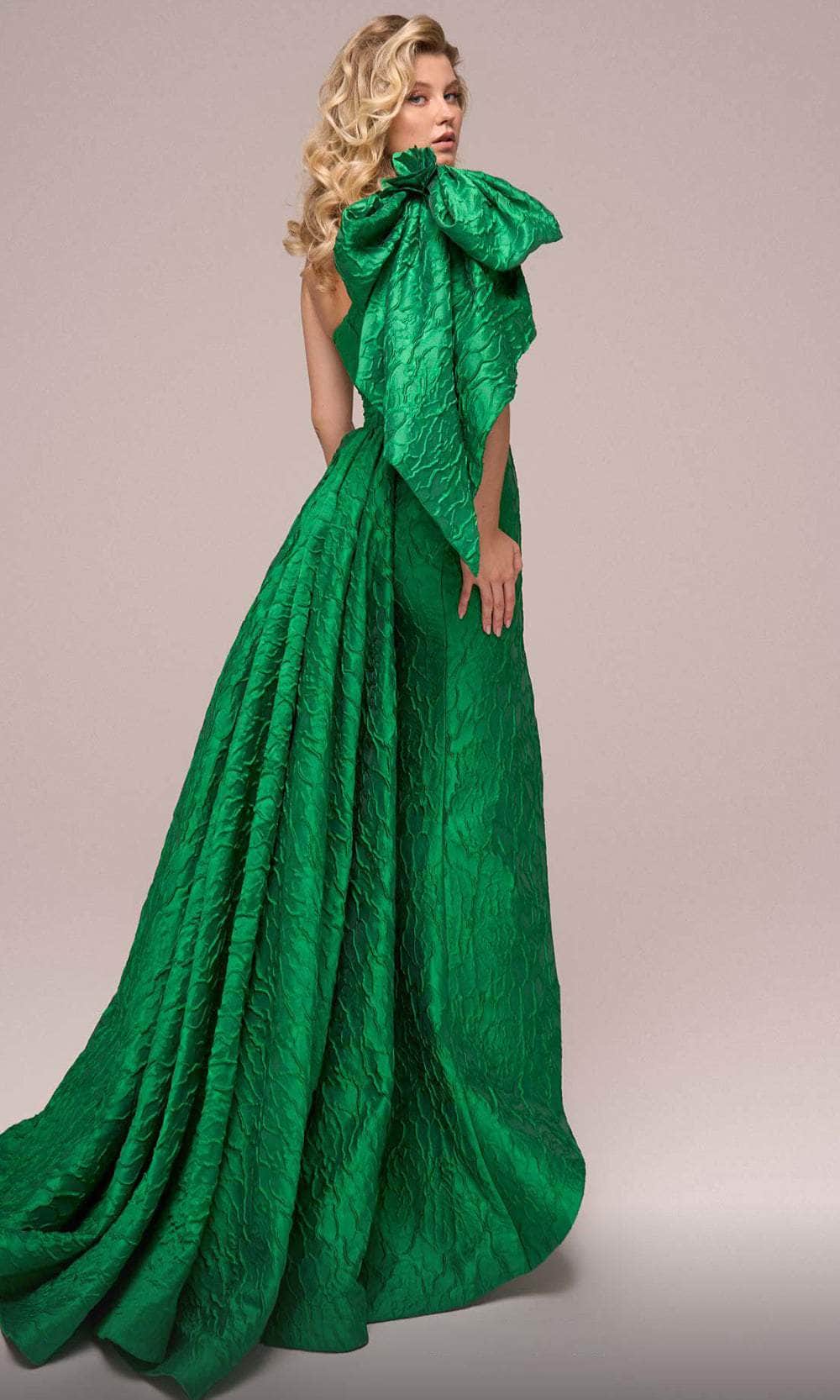 MNM Couture F02881A - Bow Draped Evening Gown Formal Gowns 4 / 