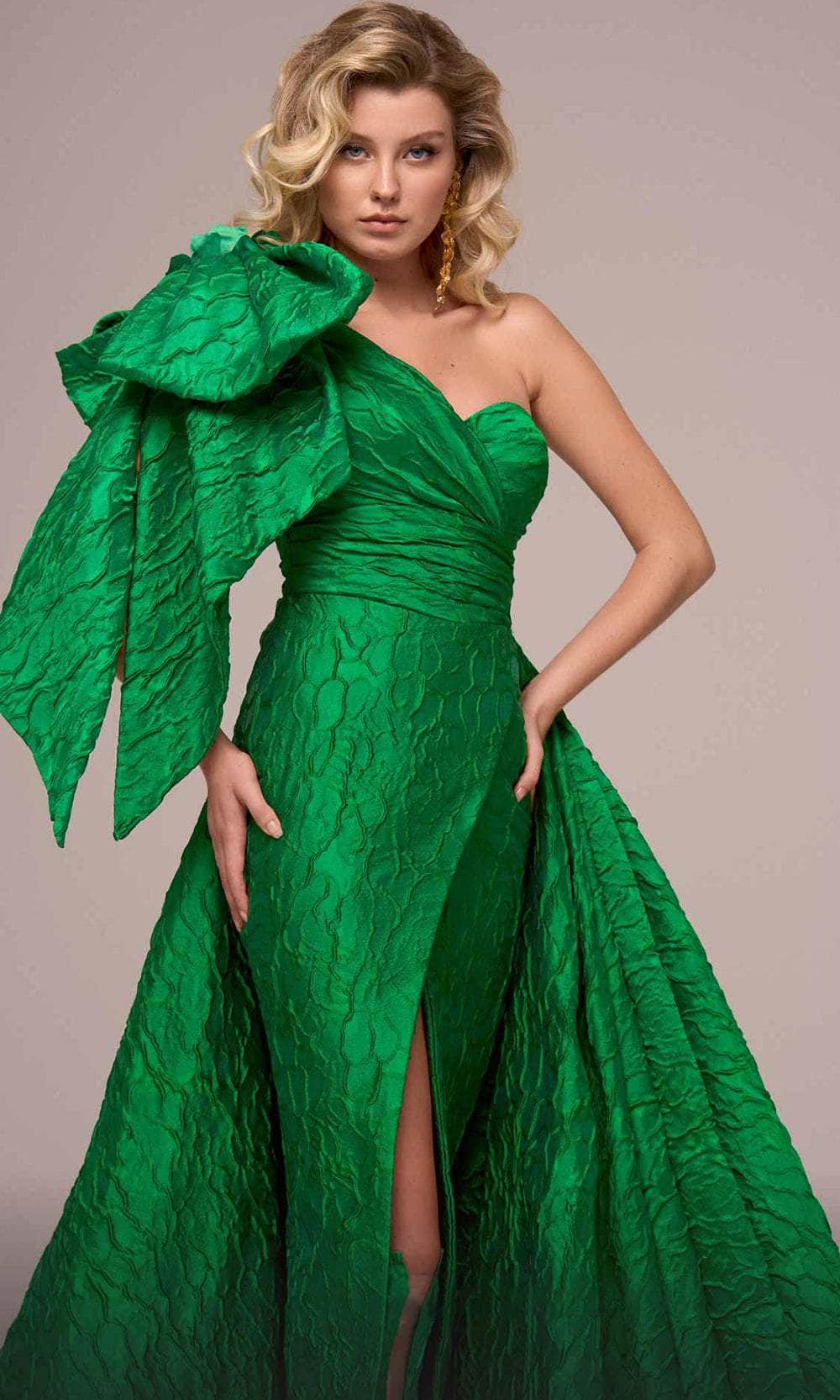MNM Couture F02881A - Bow Draped Evening Gown Formal Gowns 4 / 