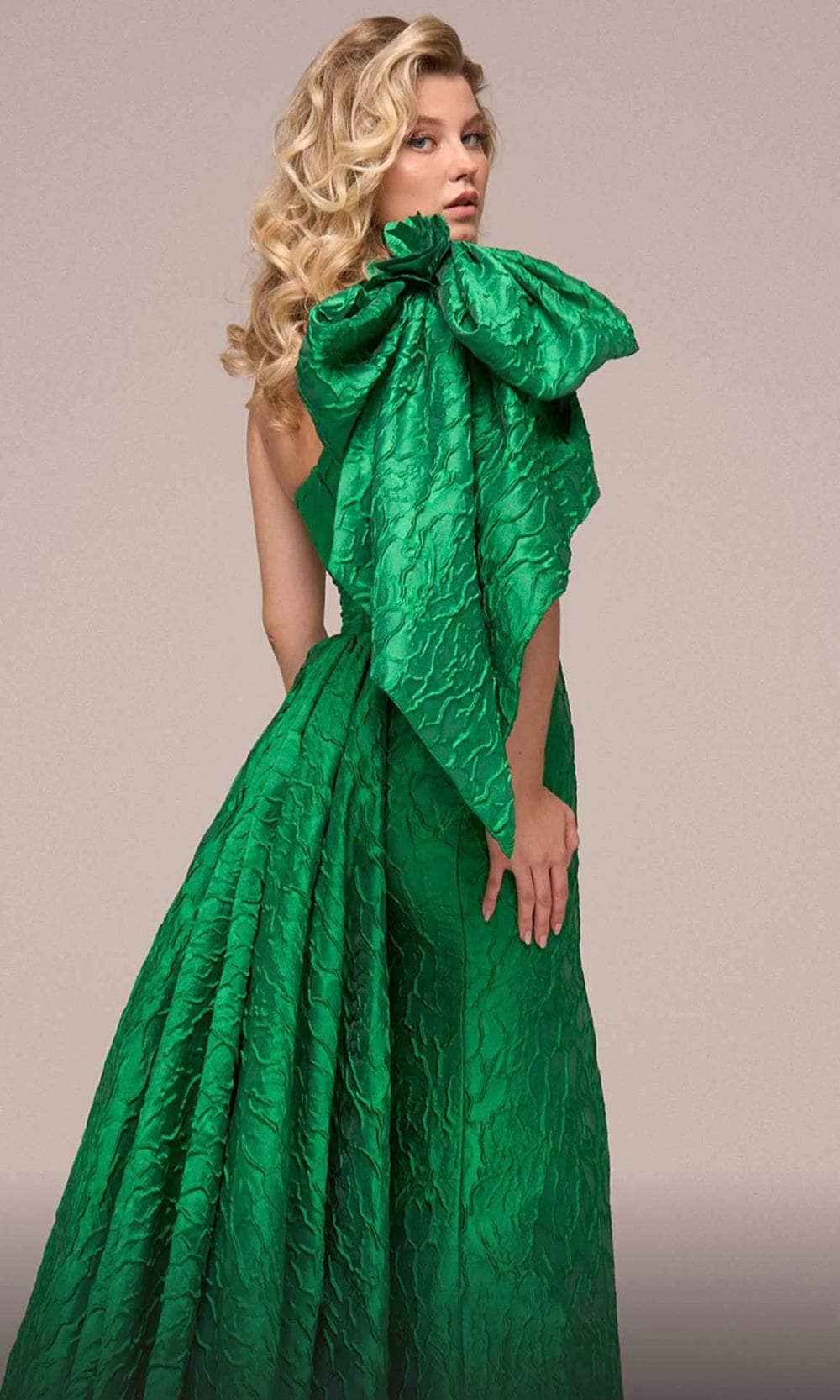 MNM Couture F02881A - Bow Draped Evening Gown Formal Gowns 4 / 