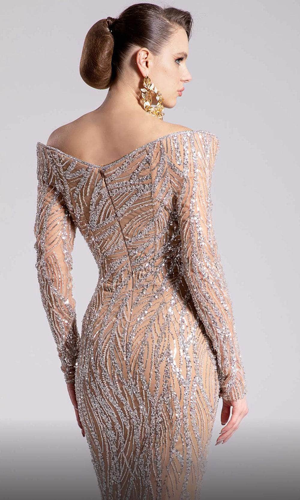 MNM Couture F02900 - Long Sleeve Beaded Sheath Dress Pageant Dresses