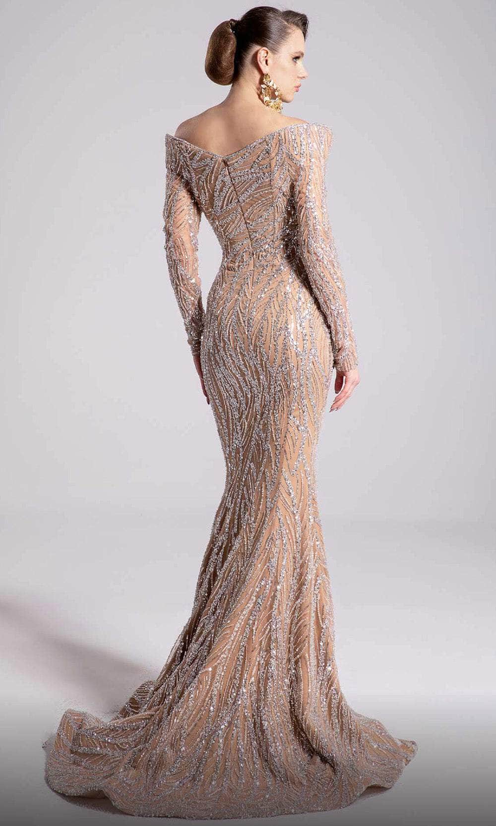 MNM Couture F02900 - Long Sleeve Beaded Sheath Dress Pageant Dresses