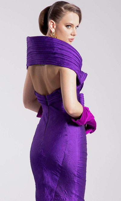 MNM Couture F02901 - Textured Gown with Dramatic Collar Pageant Dresses