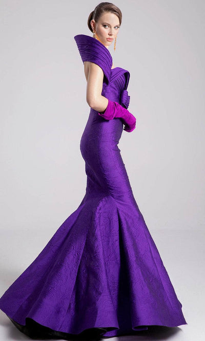 MNM Couture F02901 - Textured Gown with Dramatic Collar Pageant Dresses
