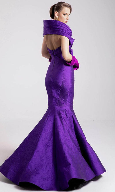 MNM Couture F02901 - Textured Gown with Dramatic Collar Pageant Dresses