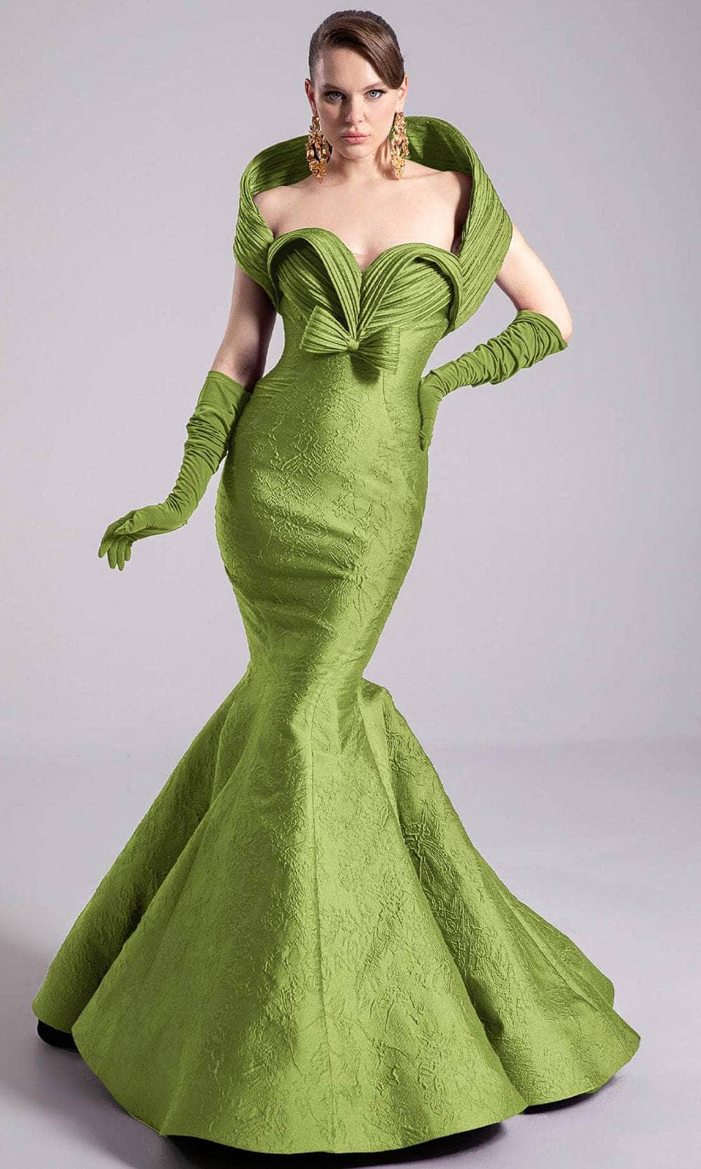 MNM Couture F02901 - Textured Gown with Dramatic Collar Pageant Dresses