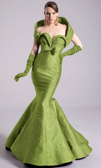 MNM Couture F02901 - Textured Gown with Dramatic Collar Pageant Dresses
