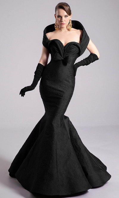 MNM Couture F02901 - Textured Gown with Dramatic Collar Pageant Dresses