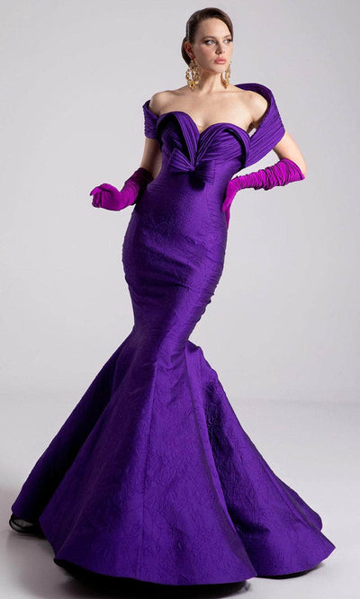 MNM Couture F02901 - Textured Gown with Dramatic Collar Pageant Dresses