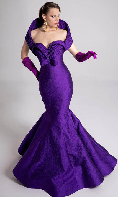MNM Couture F02901 - Textured Gown with Dramatic Collar Pageant Dresses