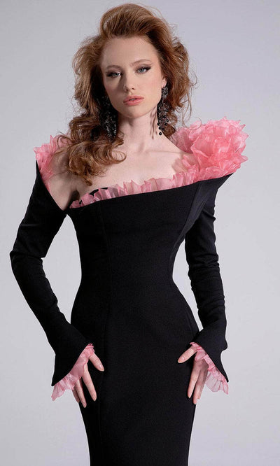 MNM Couture F02905 - Long Sleeve Gown with Ruffle Detail Pageant Dresses