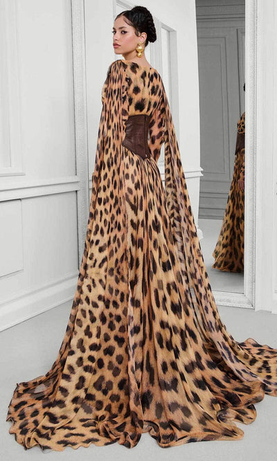 MNM Couture F02921 - Cape Sleeve Printed A-Line Gown Mother of the Bride Dresses