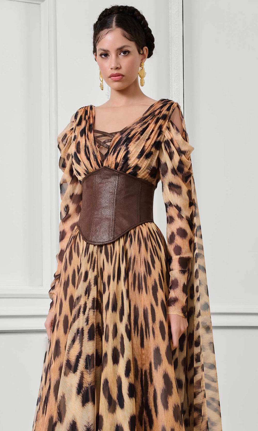 MNM Couture F02921 - Cape Sleeve Printed A-Line Gown Mother of the Bride Dresses