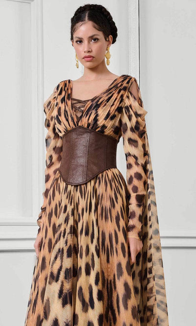 MNM Couture F02921 - Cape Sleeve Printed A-Line Gown Mother of the Bride Dresses