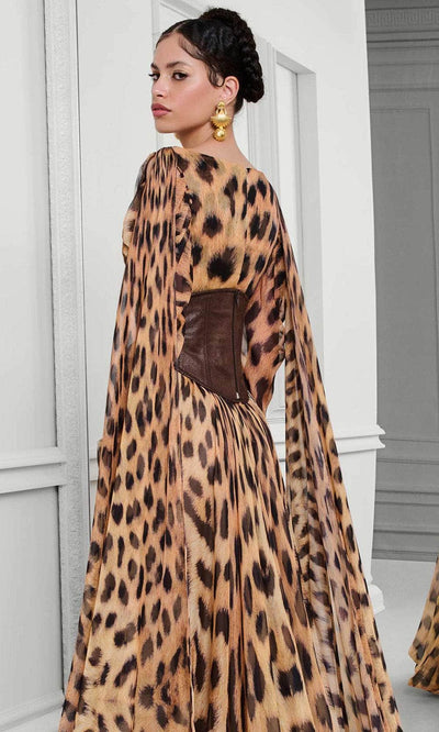 MNM Couture F02921 - Cape Sleeve Printed A-Line Gown Mother of the Bride Dresses