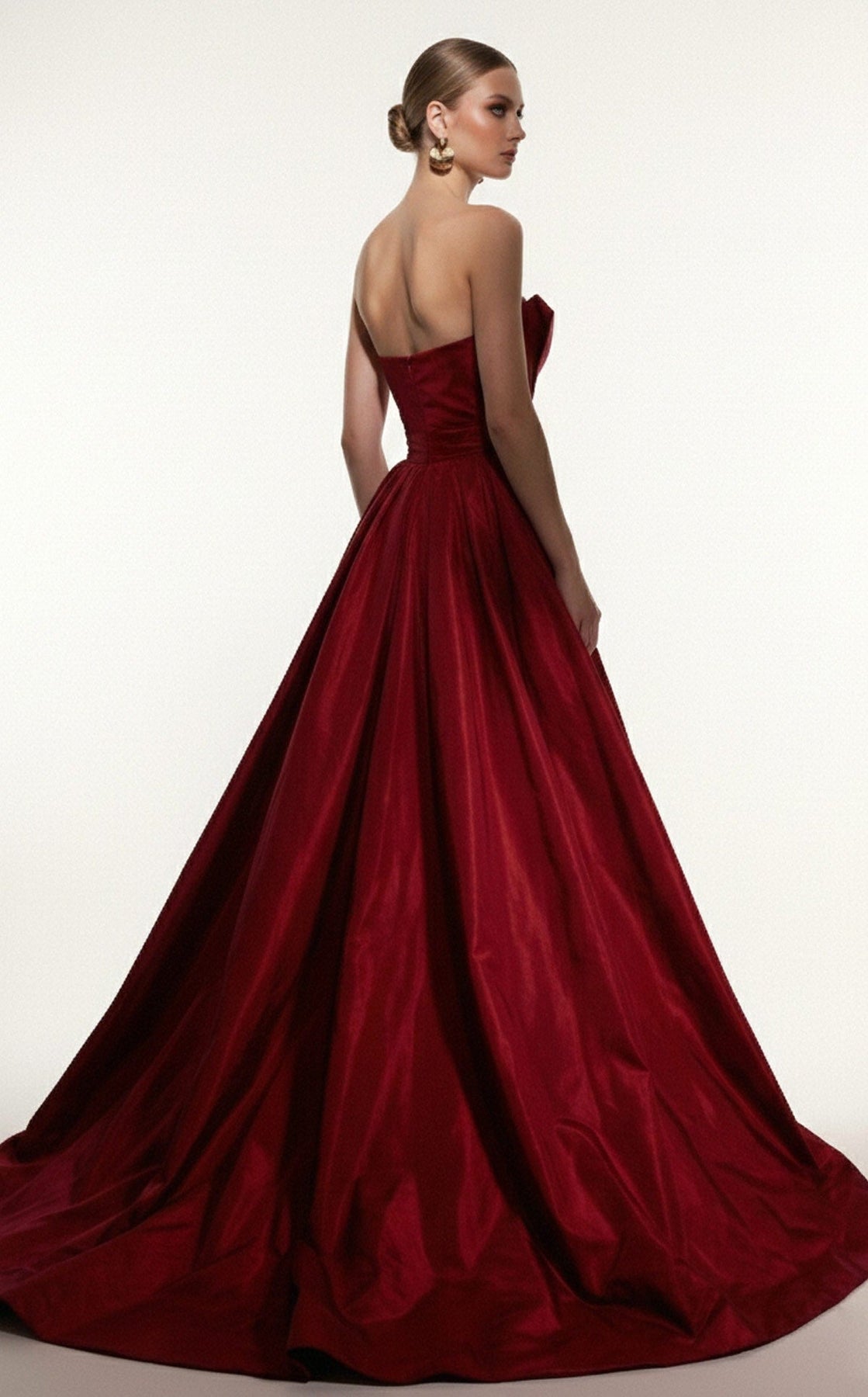 MNM COUTURE F03006 - Strapless Ruched Evening Gown with Overskirt
