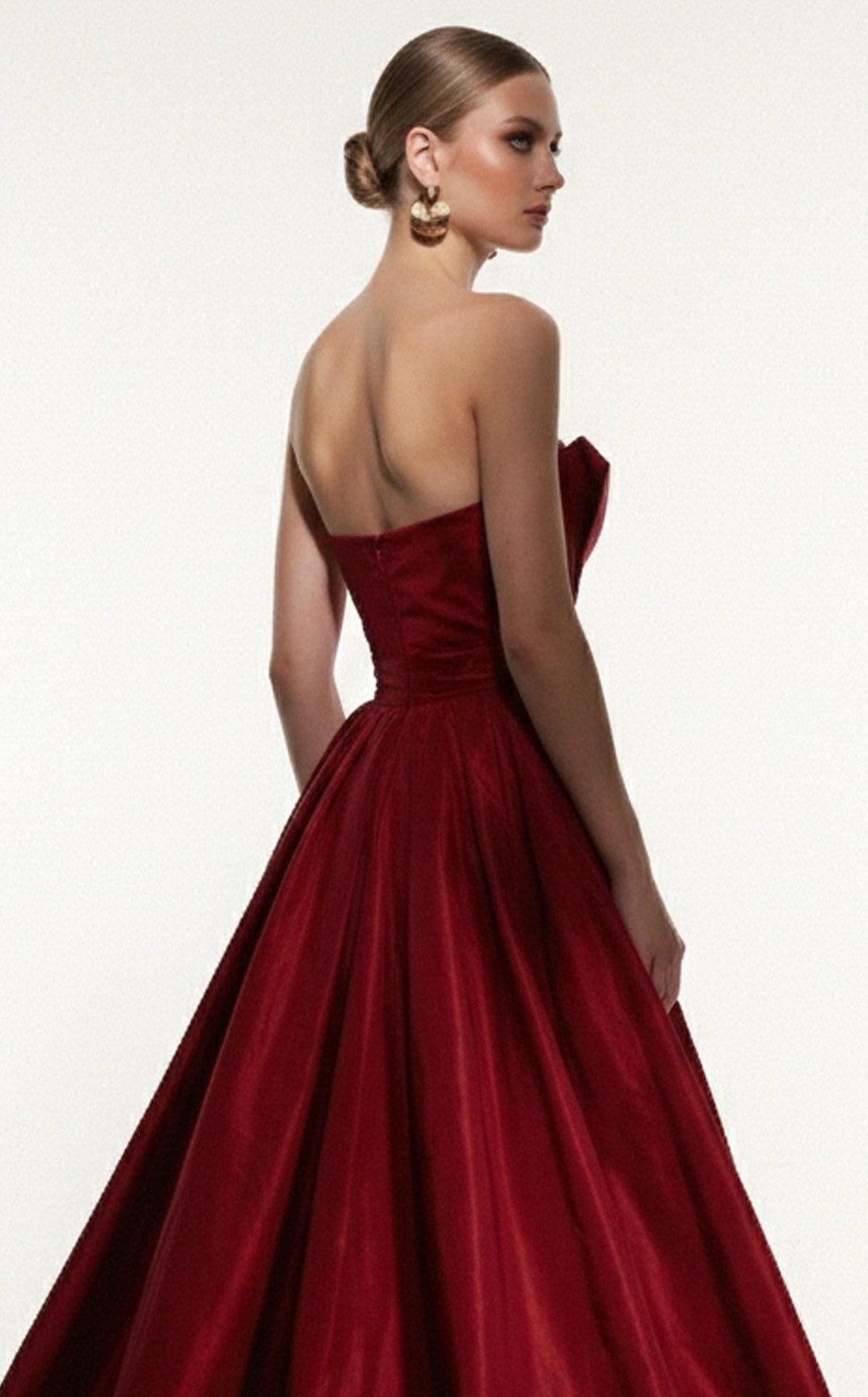 MNM COUTURE F03006 - Strapless Ruched Evening Gown with Overskirt
