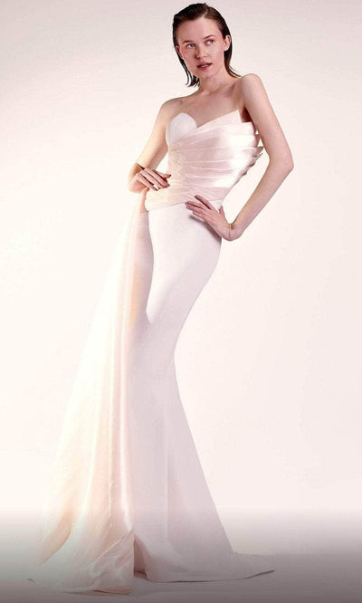 MNM COUTURE G1418 - Pleat-Fan Bodice Evening Dress Evening Dress