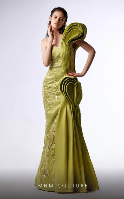 MNM Couture G1712 - Beaded Draped Long Gown Special Occasion Dresses