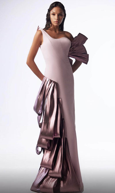 MNM Couture G1713 - Metallic Sash Evening Dress Evening Dresses 4 / 