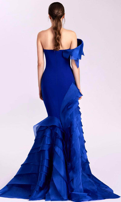 MNM Couture G1810 - Cascading Ruffles Crepe Evening Gown Evening Dresses