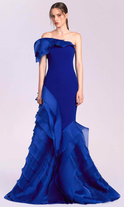 MNM Couture G1810 - Cascading Ruffles Crepe Evening Gown Evening Dresses