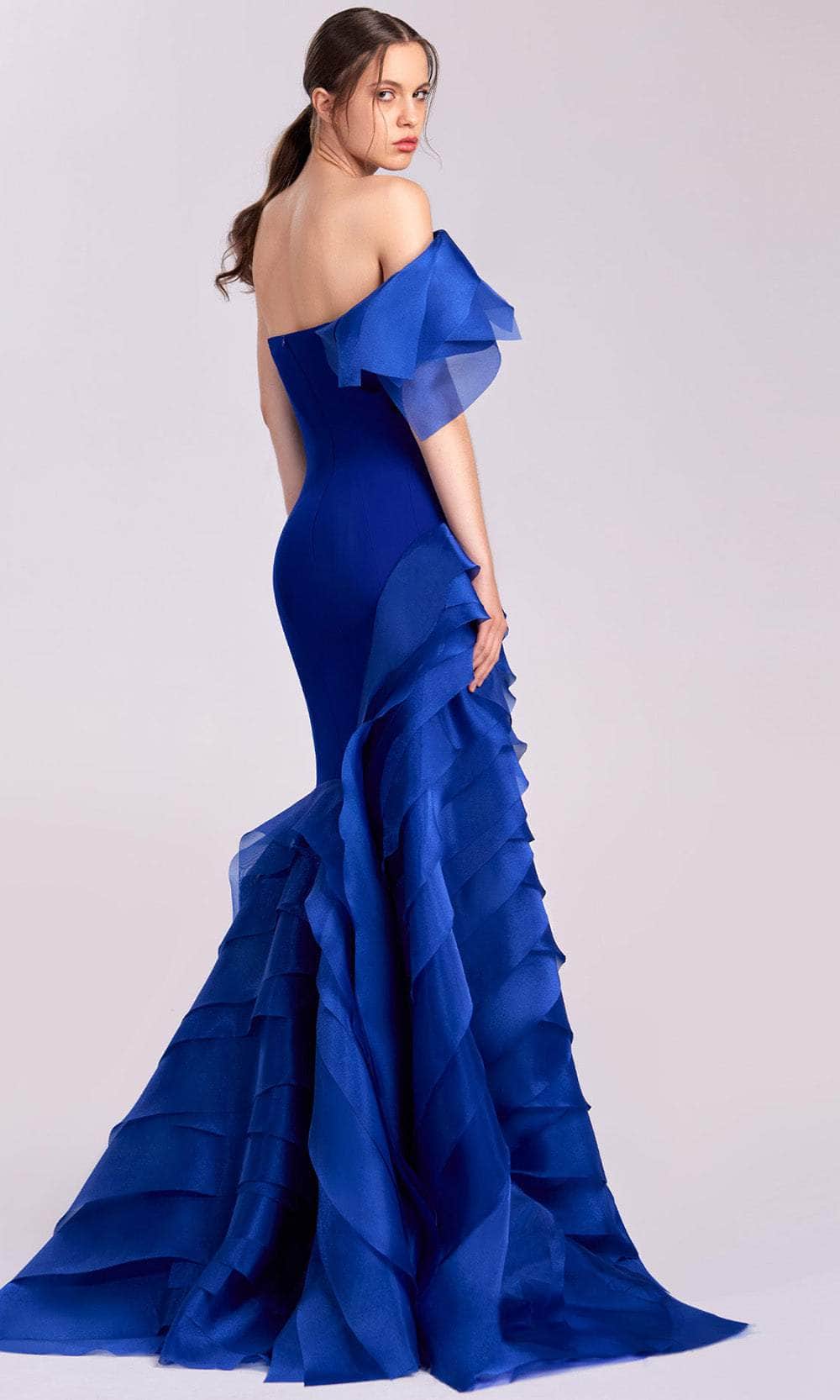 MNM Couture G1810 - Cascading Ruffles Crepe Evening Gown Evening Dresses