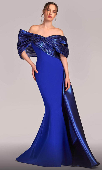 MNM Couture G1840 - Crossed Metallic Evening Gown Evening Dresses 4 /  Royal Blue